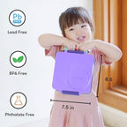 OmieBox Bento Box for Kids - Insulated Bento Lunch Box with Leak Proof Vacuum Insulated Food Jar - 3 Compartments, Two Temperature Zones (Purple Plum)