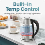 CHEFMAN Lightning High-Powered Electric Kettle, 1.8L 1750W, Rapid Boil 2 Cups in 2 Minutes, BPA Free Cordless Tea Kettle with Digital Temperature Control and 1-Hour Keep Hot – Stainless Steel