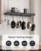CHOEZON Hanging Pot Rack, 35.4" L x 13" W Ceiling Pot Hanger, Industrial Style Pot Rack, Wall Mounted Pot Hanger for Kitchen, Pot and Pan Hanging Rack, with Hooks, Charcoal Black and Black TPR12BCC1