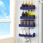 HuggieGems 4 Pack Magnetic Spice Rack Organizer for Refrigerator and Oven, Dark Blue Fridge Organizers and Storage for Kitchen