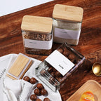 APT 1101 26 oz Glass Storage Jars with Bamboo Lid, set of 6, glass canisters with airtight lids, Clear jars with lids for Cookie, Candy, Tea, Coffee Bean and Rice (White)