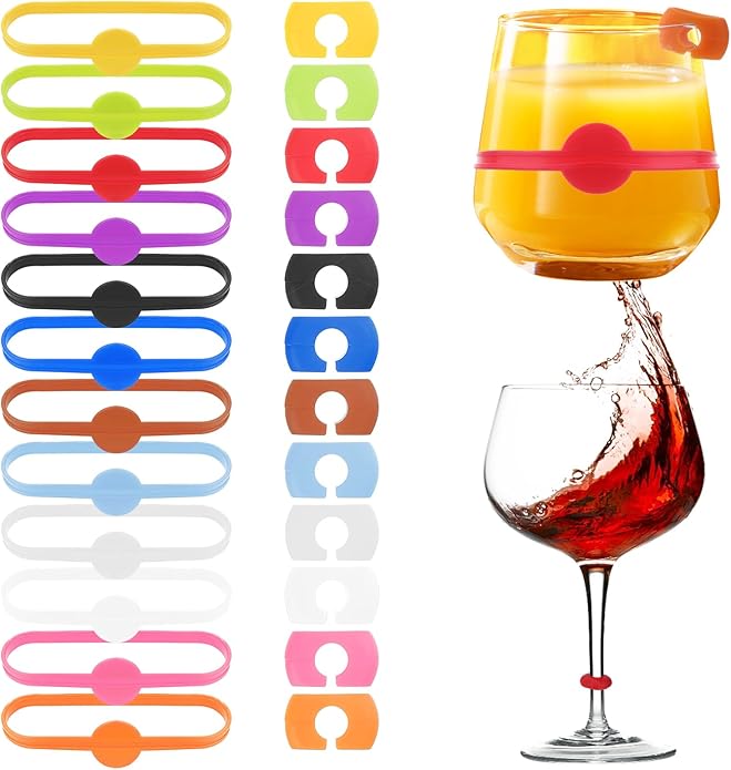 24 Pack Cup Markers for Drinks, Wine Glass Markers Charms Drink Marker Party Drinking Labels for Glasses Cup, Beer Bottle, Mug, Jar, Cocktail Glass