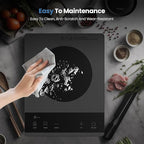 Electric Hot Plate Single Burner Portable Ceramic Cooktop For Cooking Ultra-thin Electric Stove Infrared Burner Cooker,24-Hour Timer Child Safety Lock,Compatible With All Cookware 1800W