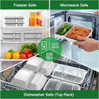 Dealusy 50 Pack (100-Piece) 28 oz Meal Prep Containers Reusable with Lids 2-Compartment, Sturdy Leakproof Food Safe, Microwave Freezer Dishwasher Safe, To Go Take Out Plastic Food Storage, Silver