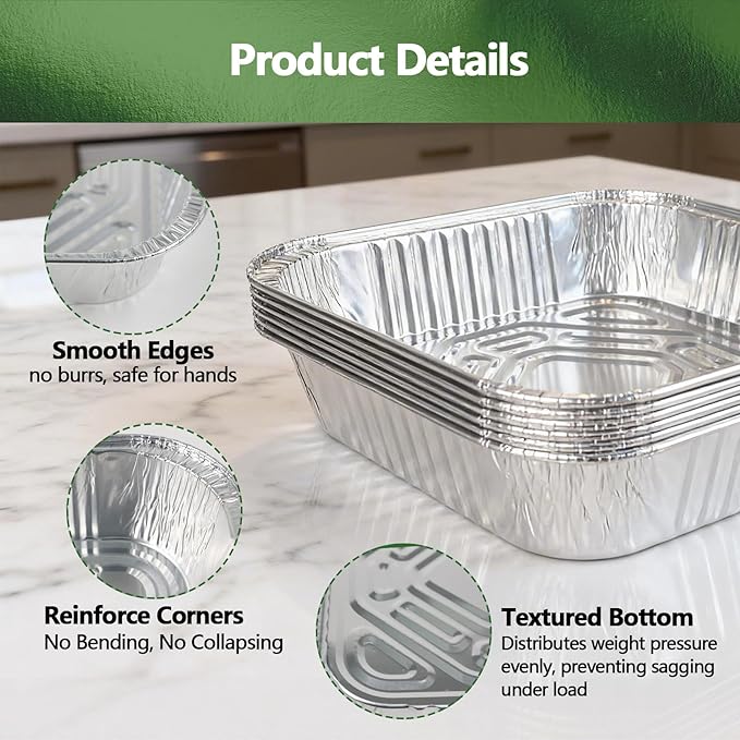 Thickened 35 Pack Heavy Duty Aluminum Pans, 8x8 Small Disposable Aluminum Baking Pans, Square Tin Foil Roasting Tray for Cooking, Meal Prep, Catering, Events, Carton Packaging