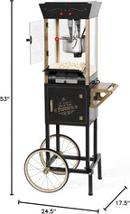 Nostalgia Popcorn Maker Machine - Professional Cart With 8 Oz Kettle Makes Up to 32 Cups - Vintage Popcorn Machine Movie Theater Style - Black