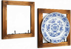 2 Set Plate Hangers, Wall Mounted Wooden Plate Display Holders, Rustic Burnt Solid Wood Frame with Black Metal Hooks for 8 to 11 Inch Plates, Platters & Dishes for Home & Kitchen Decoration