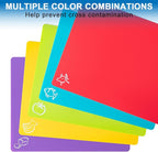 5 Pieces Flexible Plastic Cutting Board Mats with Food Icons, BPA Free Cutting Boards for Kitchen, Non Slip Cutting Mat for Meat and Vegetables (Red, Bright Yellow, Light Green, Purple, Lake Blue)