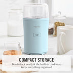 Martha Stewart Electric Coffee & Spice Grinder, Dual 2.5oz Removable Bowls, Storage Lids, Stainless Steel Blades, One Touch Pulse Control, 2-in-1 Compact, Beans & Spices, Herbs & Nuts, Sky Blue