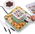 Electric Smores Maker - Indoor Smores Kit with 4 Detachable Trays, 4 Stainless Steel Forks - Flameless Smores Maker Tabletop Indoor Kit (Green)