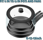 Universal Lid for Pots Pans and Skillets, 11&12&13 inch, Diameter Cookware, Silicone Replacement Pan Lid Pot Lids for Frying Pans, Cast Iron,Tempered Glass Lid