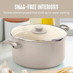 GreenLife 6QT Ceramic Nonstick Stockpot with Glass Straining Lid, PFAS-Free, Dishwasher Safe, Stay-Cool Handles, Oven Safe to 350°F, Wobble-Free Base, Even Heating, Taupe