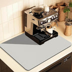 Coffee Mat for Countertops ,Coffee Bar Accessories Fit Under Coffee Maker Espresso Machine, Absorbent Hide Stain Rubber Mat for Countertop ,Dish Drying Mat for Kitchen Counter (Light Gray, 16"x24")