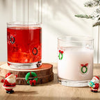 Skylety 2 Pcs Christmas Icon Juice Glasses Xmas Drinking Cups Old Fashioned Stemless Wine Glasses 13.5 oz Whiskey Cocktail Coffee Mugs for Christmas Party Gift Decor