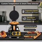 Dyna-Living Commercial Bubble Waffle Maker, 1400W Non-stick Egg Waffle Maker with Crumb Tray, 30 Egg Cones Heart Shape Hong Kong Style Bubble Waffle Machine, 180 Rotating