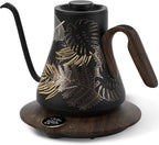 Cocinare Barista Collection Gooseneck Electric Kettle, ±1℉ Precise Temperature Control for Pour-Over Coffee & Tea, Quick Heating 1500W, Stainless Steel Interior, 0.9L (Rainforest)