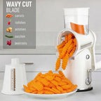 Zulay Kitchen Rotary Cheese Grater 5 Blade Cheese Shredder - Manual Hand Crank Cheese Grater With Reinforced Suction & 5 Interchangeable Drums - Easy to Use, Vegetable Chopper Round Mandoline Slicer