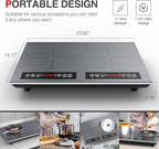Double Induction Cooktop 110v-120v, 2 Burner Electric Cooktop 24 inch 4000W Induction Stove Top, Hot Plate LED Touch Screen, 9 Temperature, Safety Lock
