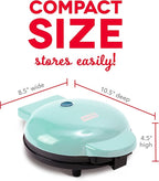 Dash Express Waffle Maker -Electric Waffle Maker for Creative Homemade Treats - Dual Nonstick Cooking Surfaces, Easy Food Release & Quick Cleanup - Compact, Space-Saving Design - 8 Inches - Aqua