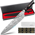 MOSFiATA Chef Knife 10 Inch Super Sharp Professional Kitchen Knife with Finger Guard in Gift Box, German High Carbon Stainless Steel EN.4116 Cooking Knife with Micarta Handle