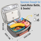Genteen Lunch Box for Men Women Adults Kids - Insulated Small LunchBox Reusable, Zip Closure & Buckle Handle, Portable Cooler for Work, School, Travel (Gray)