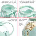 Ecolution Patented Micro-Pop Microwave Popcorn Popper with Temperature Safe Glass, 3-in-1 Lid Measures Kernels and Melts Butter, Made Without BPA, Dishwasher Safe, 1.5-Quart, Aqua