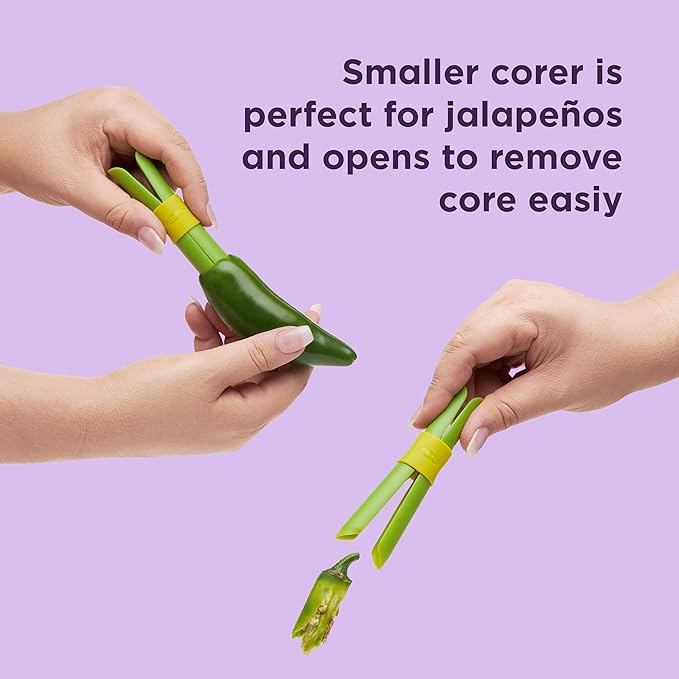Chef'n 2-in-1 Bell Pepper and Jalapeno Corer Set, Nested Design for Easy Storage, Effortless De-Seeding, and Quick Food Prep