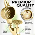 Zulay Kitchen Large Premium Garlic Press Set - Bigger Bowl for Bigger Garlic - Rust Proof Garlic Mincer Tool - Easy-Squeeze, Easy-Clean Silicone Garlic Peeler & Brush (Gold)