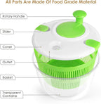 Large 5 Qt Salad Spinner - Lettuce Spinner, Fruit Washer & Vegetable Dryer with Colander & Drain Bowl, Wash Quick and Easy Green Salads, BPA Free