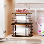 2 Pack Storage Stackable Kitchen Laundry Pantry Organizers,Wall Mount Trash Bag Holder Dispenser with Bamboo Top Countertop Organizer,Brown