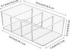 Vtopmart 4 Pack Food Storage Organizer Bins, Clear Plastic Bins for Pantry, Kitchen, Fridge, Cabinet Organization and Storage, 4 Compartment Holder Packets, Snacks, Pouches, Spice Packets