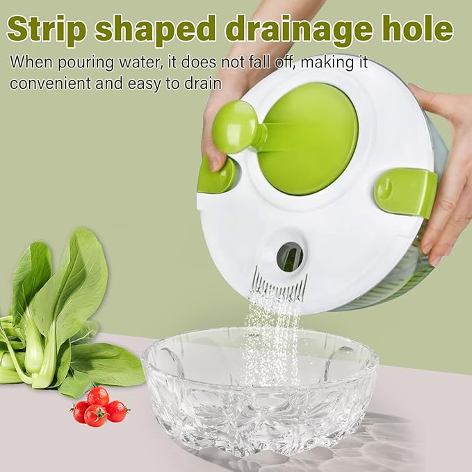 5Qt High-Efficiency Salad Spinner & Vegetable Dehydrator -Quick-dry salad spinner,Manual Kitchen Tool for Lettuce,Berries,Quick Spin Dry Vegetables