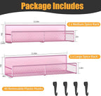 Magnetic Spice Rack for Refrigerator, 2 Pack Metal Magnetic Shelf Pink, Moveable Spice Organizer with Hooks, Super Magnetic Fridge Shelf for Kitchen Organization and Storage