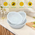Colander Set with White Coating, Stainless Steel Micro-Perforated Colanders Strainers for Draining Rinsing Washing, Ideal for Vegetables Fruits, Heavy Duty & Dishwasher Safe