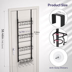 SWTYMIKI 4-Tier Water Bottle Organizer - Over the Door Stanley Cup Holder - Cup Rack with Hooks for Door or Wall Mount Option- Tumbler Organizer Storage Display for Kitchen Dorm Office RV, Black