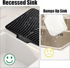 TIKNIK Silicone Dish Drying Mat, Stone Drying Mat for Kitchen Counter with Built-In Drain, Non-Slip Drain Pad with Built-in Drain, Heat Resistant Stone Drying Mat, Hangable, Black-1pc, 16" x 12"