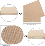 Joyhalo Trivets for Hot Dishes - Hot Pads for Kitchen, Silicone Pot Holders for Hot Pots and Pans, Silicone Mats for Kitchen Countertops, Table, Flexible Easy to Wash and Dry, Khaki