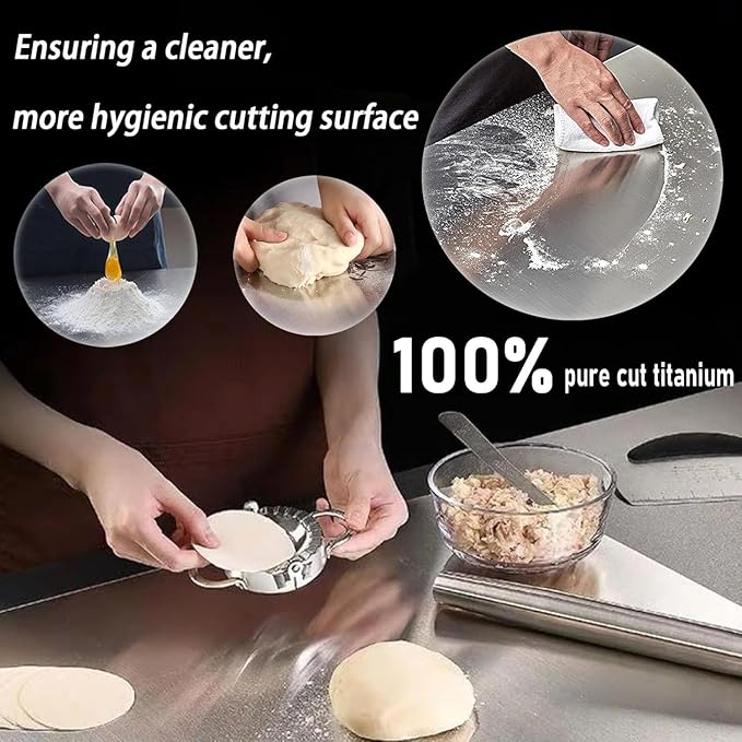 100% Pure Titanium Cutting Board Set of 3, Double-Sided Titanium Cutting Boards for Kitchen Dishwasher Safe, Food-Grade Metal Chopping Board Mat for Fruit, Meat & Outdoor BBQ Party (S+M+L)