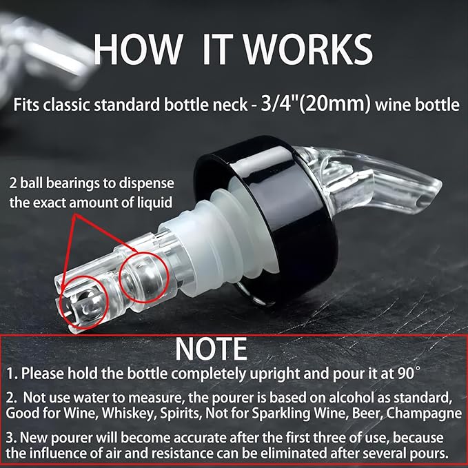 3 Pack Measured Pour Spout, Bottle Pourers for Alcohol - Shot Pourer Cocktail Liquor Dispenser Bar Bartending Tool - 1.5oz/45ml