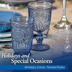 Yungala Blue Highball Glasses Set of 6 Tall Drinking Glasses 10 oz