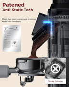 Tuni G2 Conical Burr Coffee Grinder, 70 Grind Settings Anti-static Burr Mill, Precision Electronic Timer and LED Touchscreen for Espresso/Drip/Cold Brew/French Press, Stainless Steel, Ivory