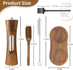 2 Pack Wooden Salt and Pepper Grinder Set — 8 Inch Refillable Salt and Pepper Shakers — Manual Spice Mills with Clear View Window — Ceramic Grinder, Adjustable Coarseness