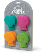 Genuine Fred SNACK SPIRITS Bag Clips, Set of 4, Molded Day of the Dead skull design, Dio de los Muertos, Colorful Calaveras, Bag Clips for food storage