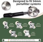 54mm Bottomless Portafilter for Breville Barista Express/Pro/Touch/Bambino18-21g Precision Basket, Stainless Steel 304 Filter Basket,Naked Portafilter for Espresso Extraction(54mm Black)