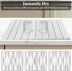 Stone Dish Drying Mats for Kitchen Counter, 24"(L)×16"(W) Wave - Pattern, Fast Drying Collapsible Dish Drying Mat, Eco-Friendly Absorbent Diatomaceous Earth Mats for Match Any Countertop