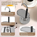 Uncoated 1 Cup Single Tube Moka Pot 304 Thickened Stainless Steel Mini Coffee Maker Stovetop Espresso Coffeemaker Italian Classic Style Brewing Greca Cafe Mocha for Camping Travel Home 90ml