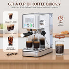 Espresso Machine 20 Bar, Stainless Compact Espresso Maker with Steam Milk Frother, 57.5OZ Water Tank, Touch Screen Indicator of Making Time, for Latte, Cappuccino, Silver Give to Family 2026
