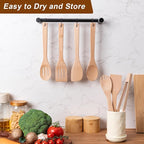 Eisinly Wooden Spoons for Cooking 7-Piece, Kitchen Nonstick Wood Cooking Utensils Set, Durability Wooden Spatula Spoon for Everyday Use, Light Yellow