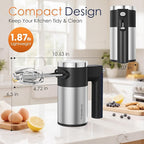 Powerful 600W Hand Mixer, 5-Speed Electric Hand Held Mixer for Baking, Lightweight Stainless Steel Hand Beaters *2 & Dough Hooks*2 with Eject Button, Kitchen Mixer for Cream, Cookies, Dough-Black