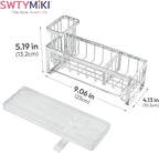 SWTYMIKI Sponge Holder for Kitchen Sink - Sink Caddy with Brush Holder Self-draining Sponge Caddy Organizer with Divider Stainless Steel Kitchen Accessories Storage for Countertop, Silver